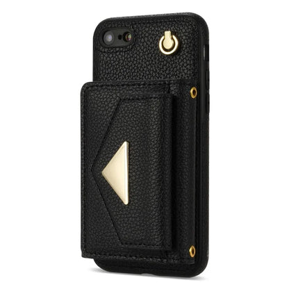 For iPhone 7 / 8 / SE (2020) / SE (2022) Case Leather+TPU Card Holder Shell with Shoulder Strap