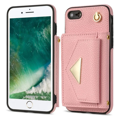 For iPhone 7 / 8 / SE (2020) / SE (2022) Case Leather+TPU Card Holder Shell with Shoulder Strap