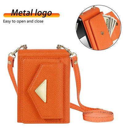For Samsung Galaxy Z Flip4 5G Case Card Bag Leather+PC Drop-proof Cover with Shoulder Strap