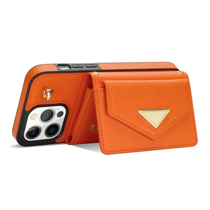 For iPhone 14 Pro Case PU Leather+TPU Kickstand Shell with Shoulder Strap