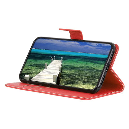 For Samsung Galaxy A15 4G Case Litchi Texture Leather Phone Cover with Wallet Stand