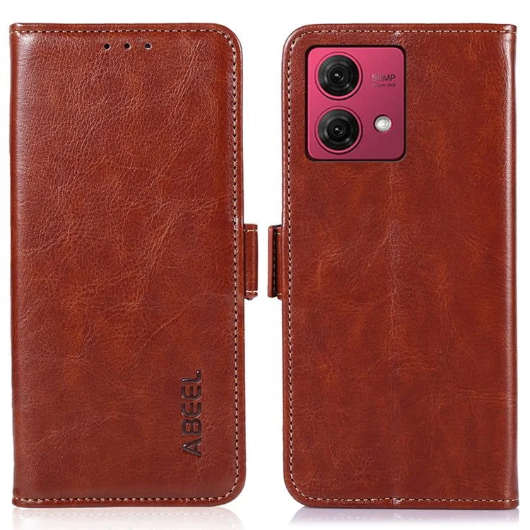ABEEL For Motorola Moto G84 5G Case Anti-Scratch Crazy Horse Texture Leather Cover Wallet