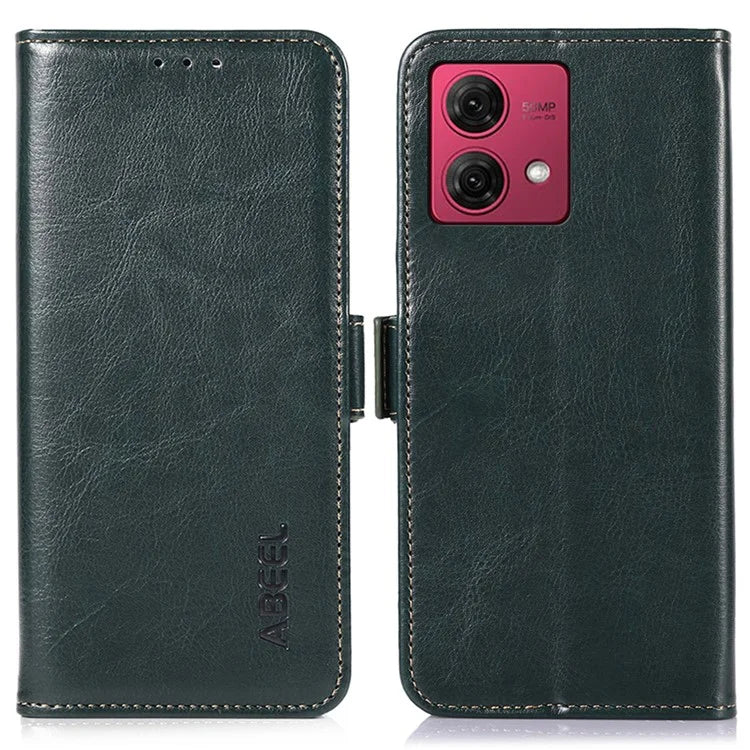 ABEEL For Motorola Moto G84 5G Case Anti-Scratch Crazy Horse Texture Leather Cover Wallet