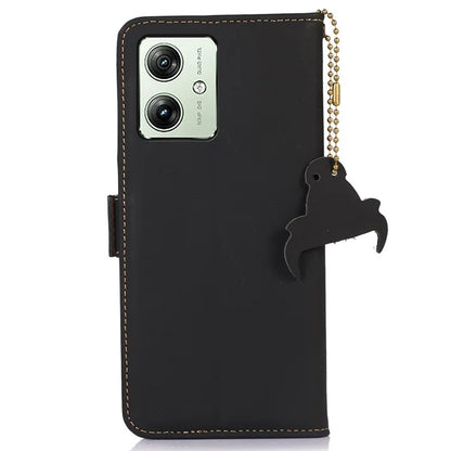 For Motorola Moto G54 5G Phone Case RFID Blocking Genuine Cow Leather Phone Cover