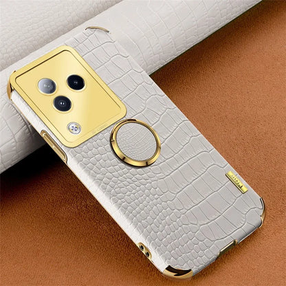 For Xiaomi Civi 3 5G Case Ring Kickstand Shell Crocodile Texture Leather+TPU Phone Cover