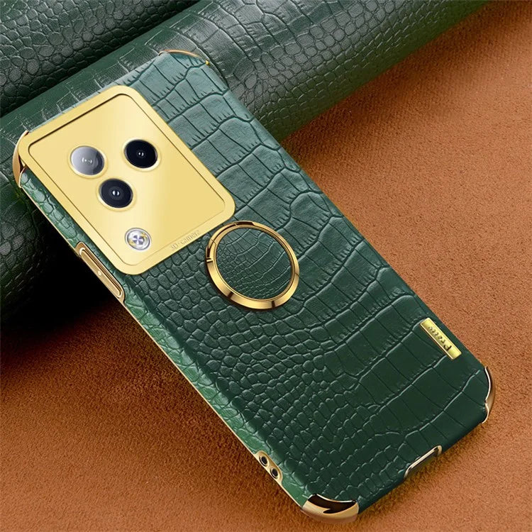 For Xiaomi Civi 3 5G Case Ring Kickstand Shell Crocodile Texture Leather+TPU Phone Cover
