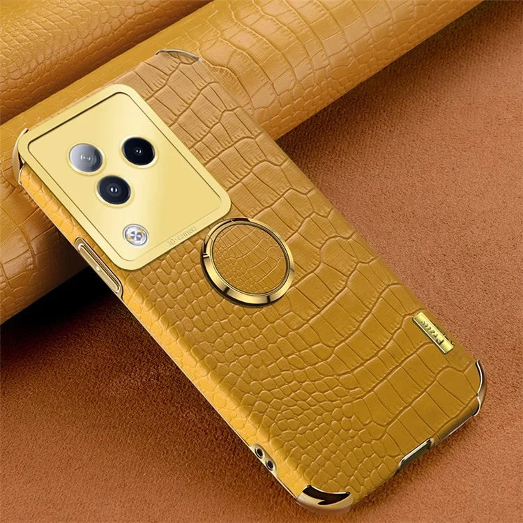For Xiaomi Civi 3 5G Case Ring Kickstand Shell Crocodile Texture Leather+TPU Phone Cover