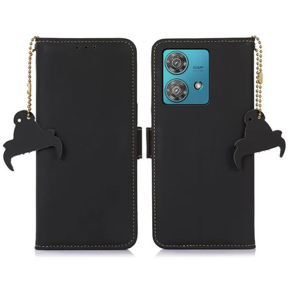 For Motorola Edge 40 Neo 5G Case Wallet Genuine Cow Leather RFID Blocking Phone Cover