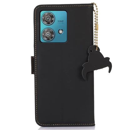 For Motorola Edge 40 Neo 5G Case Wallet Genuine Cow Leather RFID Blocking Phone Cover