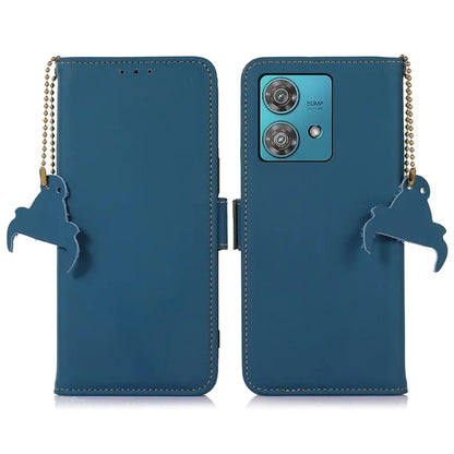 For Motorola Edge 40 Neo 5G Case Wallet Genuine Cow Leather RFID Blocking Phone Cover