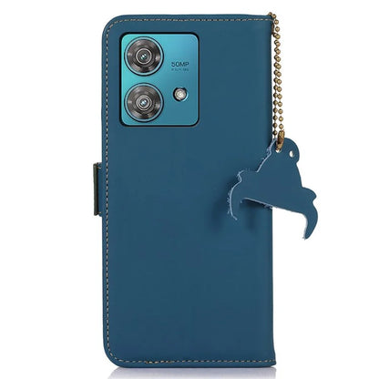 For Motorola Edge 40 Neo 5G Case Wallet Genuine Cow Leather RFID Blocking Phone Cover
