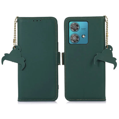 For Motorola Edge 40 Neo 5G Case Wallet Genuine Cow Leather RFID Blocking Phone Cover