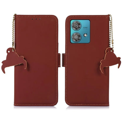 For Motorola Edge 40 Neo 5G Case Wallet Genuine Cow Leather RFID Blocking Phone Cover