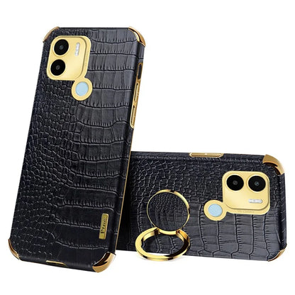 For Xiaomi Redmi A1+ 4G / A2+ 4G / Poco C50 4G Case Crocodile Texture Leather+TPU Phone Cover with Ring Kickstand