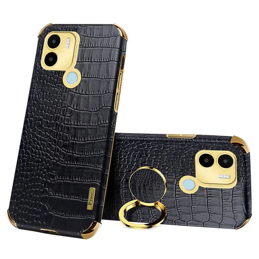 For Xiaomi Redmi A1+ 4G / A2+ 4G / Poco C50 4G Case Crocodile Texture Leather+TPU Phone Cover with Ring Kickstand