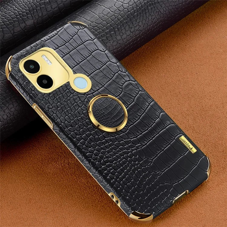 For Xiaomi Redmi A1+ 4G / A2+ 4G / Poco C50 4G Case Crocodile Texture Leather+TPU Phone Cover with Ring Kickstand