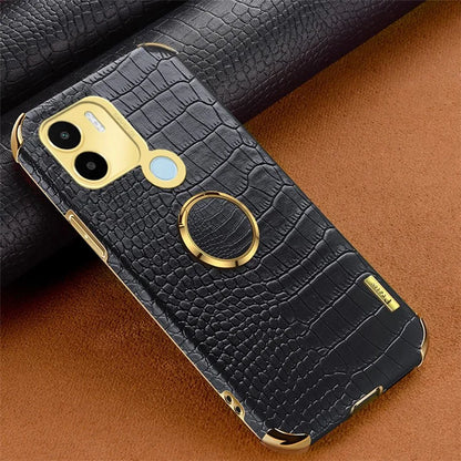 For Xiaomi Redmi A1+ 4G / A2+ 4G / Poco C50 4G Case Crocodile Texture Leather+TPU Phone Cover with Ring Kickstand