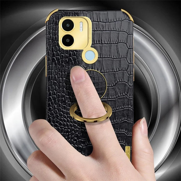 For Xiaomi Redmi A1+ 4G / A2+ 4G / Poco C50 4G Case Crocodile Texture Leather+TPU Phone Cover with Ring Kickstand