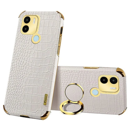For Xiaomi Redmi A1+ 4G / A2+ 4G / Poco C50 4G Case Crocodile Texture Leather+TPU Phone Cover with Ring Kickstand