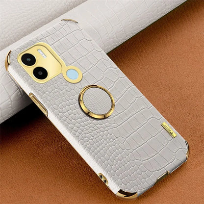 For Xiaomi Redmi A1+ 4G / A2+ 4G / Poco C50 4G Case Crocodile Texture Leather+TPU Phone Cover with Ring Kickstand