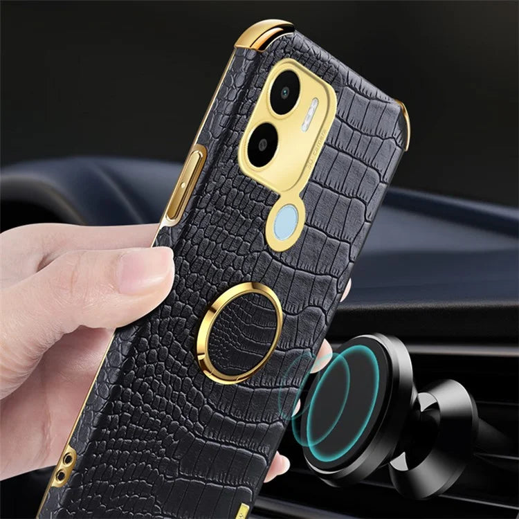For Xiaomi Redmi A1+ 4G / A2+ 4G / Poco C50 4G Case Crocodile Texture Leather+TPU Phone Cover with Ring Kickstand