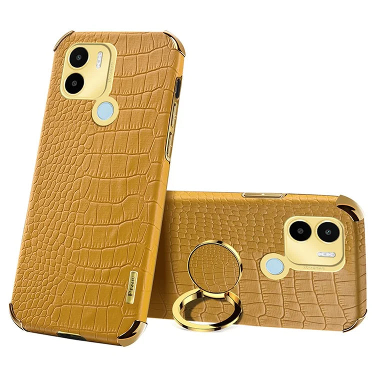 For Xiaomi Redmi A1+ 4G / A2+ 4G / Poco C50 4G Case Crocodile Texture Leather+TPU Phone Cover with Ring Kickstand