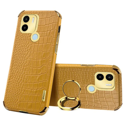 For Xiaomi Redmi A1+ 4G / A2+ 4G / Poco C50 4G Case Crocodile Texture Leather+TPU Phone Cover with Ring Kickstand