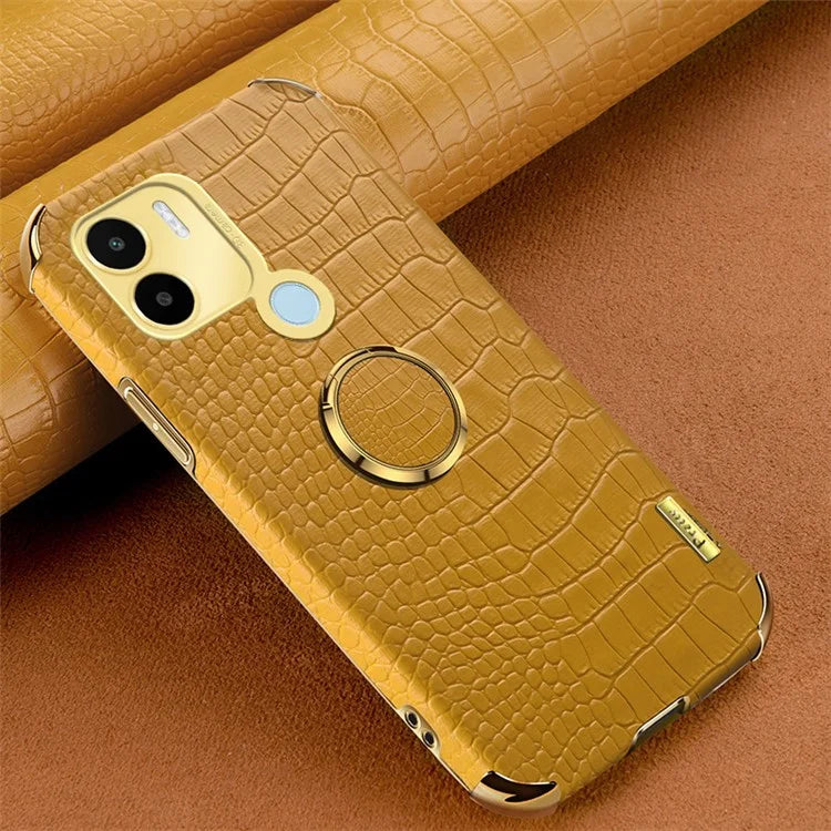 For Xiaomi Redmi A1+ 4G / A2+ 4G / Poco C50 4G Case Crocodile Texture Leather+TPU Phone Cover with Ring Kickstand