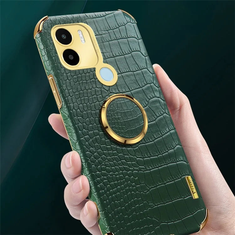For Xiaomi Redmi A1+ 4G / A2+ 4G / Poco C50 4G Case Crocodile Texture Leather+TPU Phone Cover with Ring Kickstand