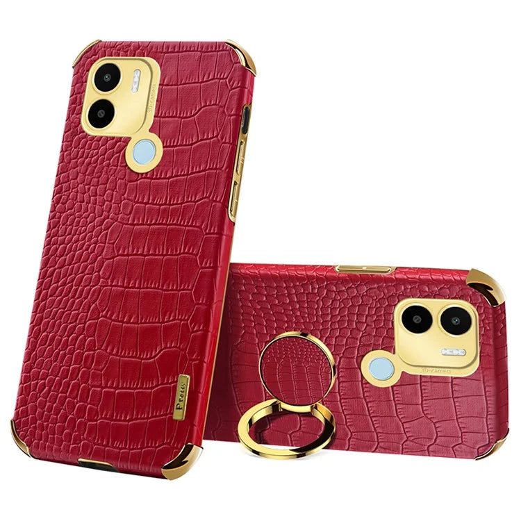 For Xiaomi Redmi A1+ 4G / A2+ 4G / Poco C50 4G Case Crocodile Texture Leather+TPU Phone Cover with Ring Kickstand