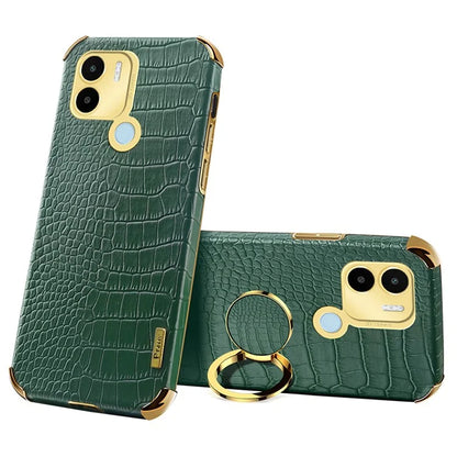 For Xiaomi Redmi A1+ 4G / A2+ 4G / Poco C50 4G Case Crocodile Texture Leather+TPU Phone Cover with Ring Kickstand
