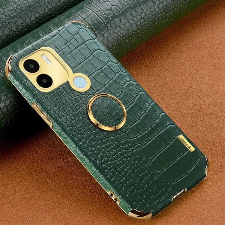 For Xiaomi Redmi A1+ 4G / A2+ 4G / Poco C50 4G Case Crocodile Texture Leather+TPU Phone Cover with Ring Kickstand