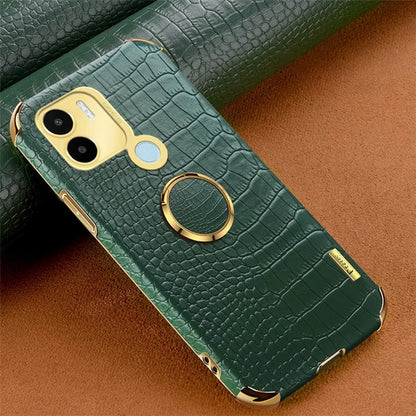 For Xiaomi Redmi A1+ 4G / A2+ 4G / Poco C50 4G Case Crocodile Texture Leather+TPU Phone Cover with Ring Kickstand