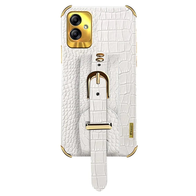 For Samsung Galaxy A04 4G (164.4 x 76.3 x 9.1 mm) Case Wristband Kickstand PU Leather+TPU Cover
