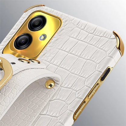 For Samsung Galaxy A04 4G (164.4 x 76.3 x 9.1 mm) Case Wristband Kickstand PU Leather+TPU Cover