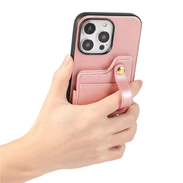 Style 01 For iPhone 14 Pro Case Card Holder Cowhide Texture PU Leather+TPU Phone Cover