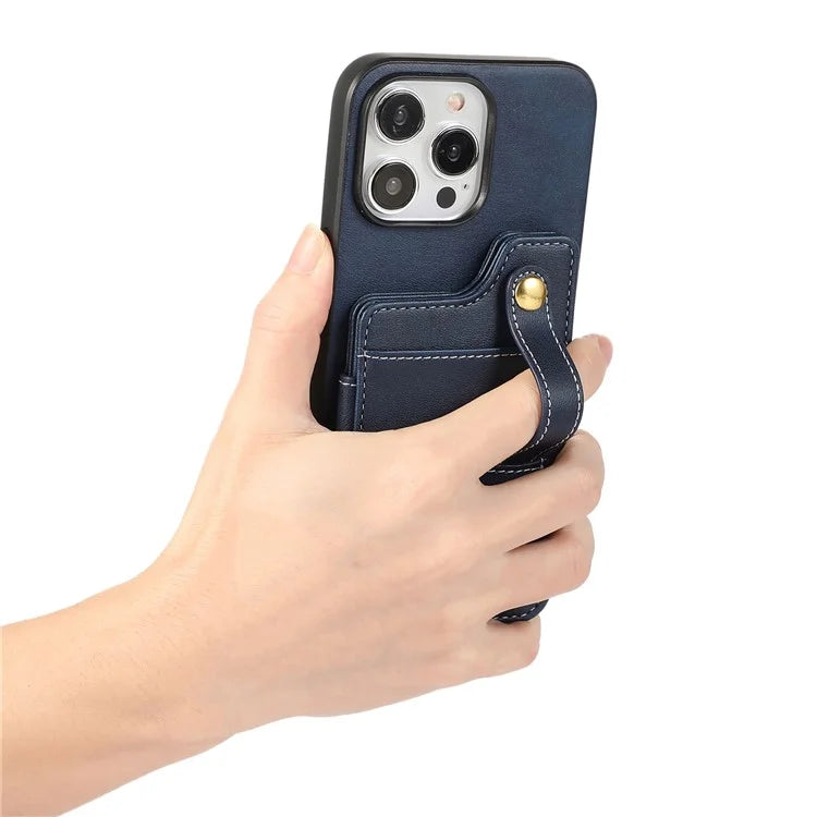 Style 01 For iPhone 14 Pro Case Card Holder Cowhide Texture PU Leather+TPU Phone Cover