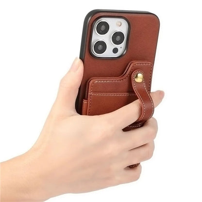 Style 01 For iPhone 14 Pro Case Card Holder Cowhide Texture PU Leather+TPU Phone Cover