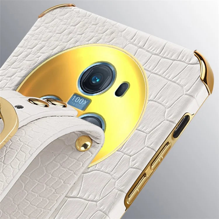 For Honor Magic5 Pro Case Anti-drop 6D Electroplating Wristband PU Leather+TPU Phone Cover