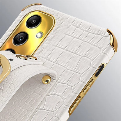 For Samsung Galaxy A54 5G Case PU Leather+TPU 6D Electroplating Phone Cover with Wristband