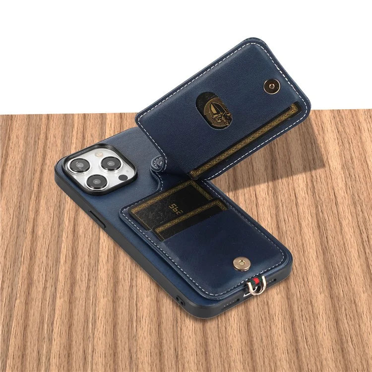 Style 03 For iPhone 15 Pro Max Case PU Leather+TPU Phone Cover Card Holder Shell