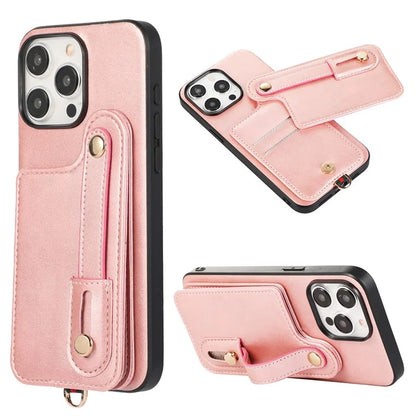 Style 03 For iPhone 15 Pro Max Case PU Leather+TPU Phone Cover Card Holder Shell