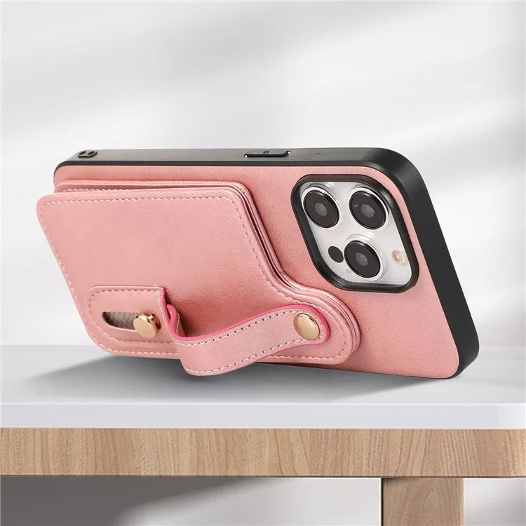 Style 03 For iPhone 15 Pro Max Case PU Leather+TPU Phone Cover Card Holder Shell