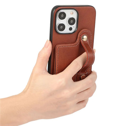 Style 03 For iPhone 15 Pro Max Case PU Leather+TPU Phone Cover Card Holder Shell
