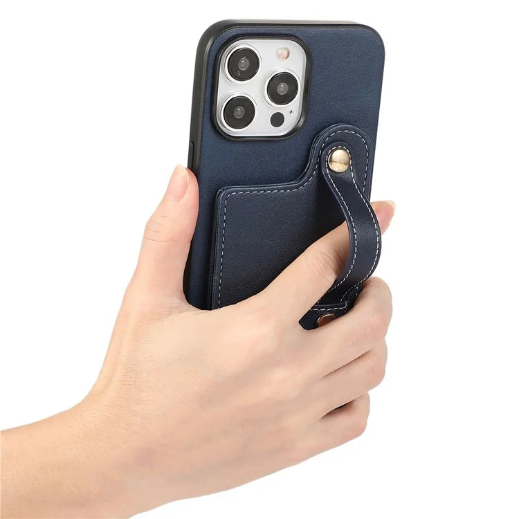 Style 03 For iPhone 15 Pro Case PU Leather+TPU Phone Cover Card Holder Anti-drop Shell