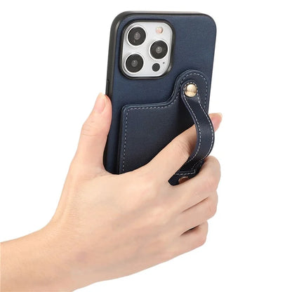 Style 03 For iPhone 15 Pro Case PU Leather+TPU Phone Cover Card Holder Anti-drop Shell
