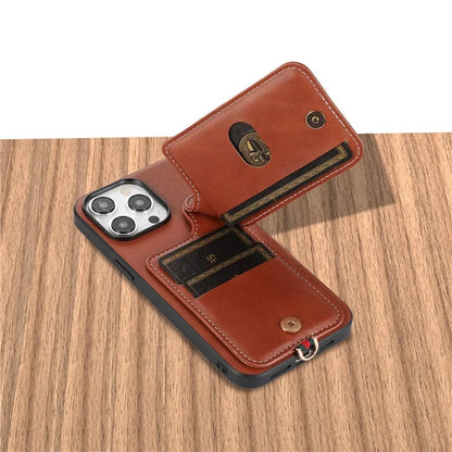 Style 03 For iPhone 14 Pro Case PU Leather+TPU Phone Cover Card Holder Kickstand Shell