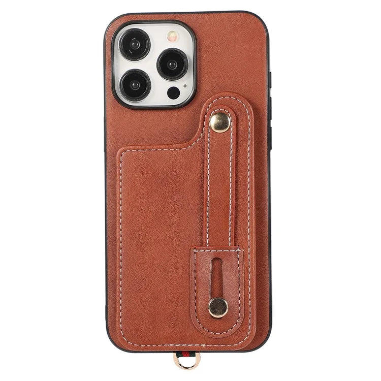 Style 03 For iPhone 14 Pro Case PU Leather+TPU Phone Cover Card Holder Kickstand Shell