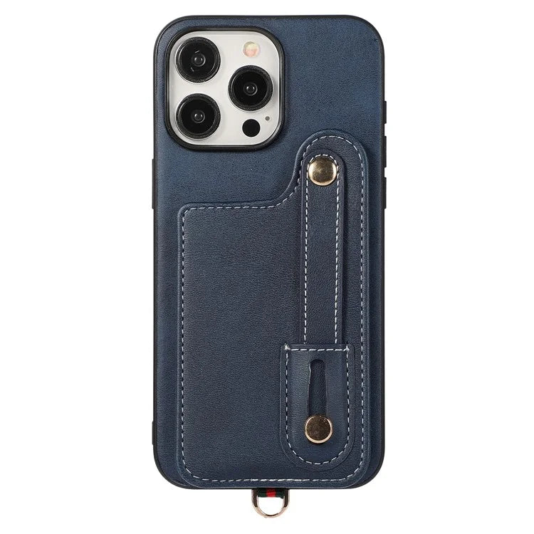 Style 03 For iPhone 14 Pro Case PU Leather+TPU Phone Cover Card Holder Kickstand Shell