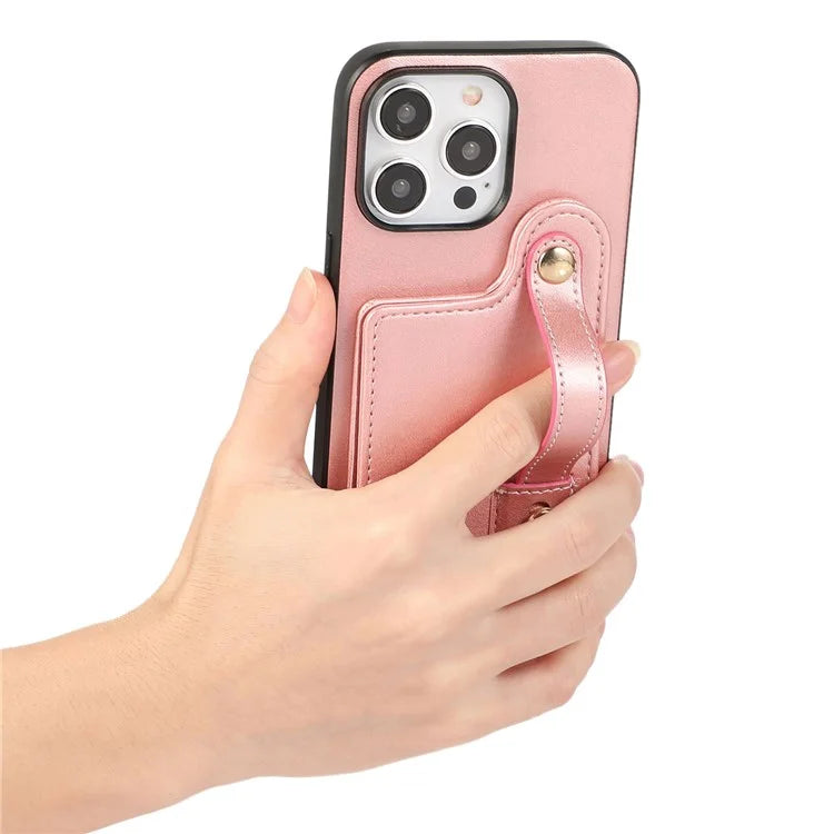 Style 03 For iPhone 14 Pro Case PU Leather+TPU Phone Cover Card Holder Kickstand Shell